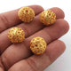 50 pcs Gold Plated Designer  Oval Copper Balls,Casting Oval Copper Balls,Jewelry Making Supplies 13 mm 8 inches Bulk Lot GPC736 - Tucson Beads