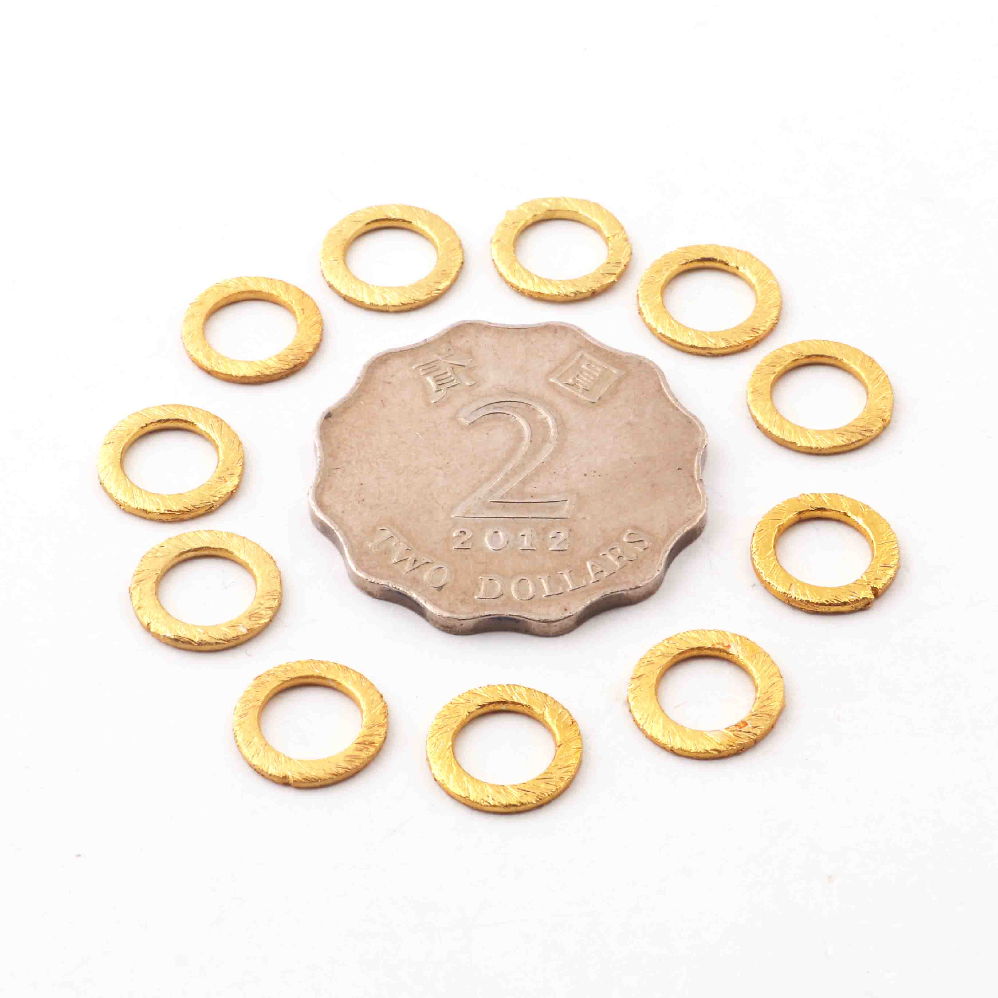 25 Pcs 24k Gold Plated Copper Ring Charms, Round Charm, Copper