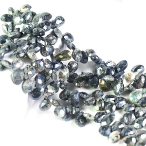 1 Strand Labradorite Silver coting Faceted pear Briolettes - Labradorite pear Briolettes  12mmx10mm-15mmx9mm 8 inch BR361 - Tucson Beads