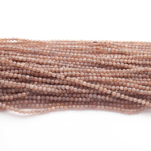 5 Strands Chocolate Moon Stone 2mm Gemstone Faceted Balls - Gemstone Round Ball Beads 13 Inches RB0458 - Tucson Beads