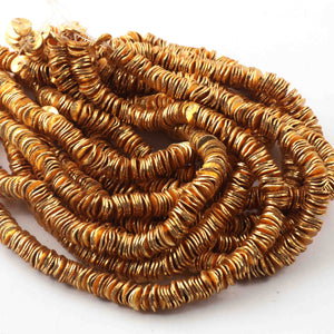 1 Strand  Wave Disc Beads 24k Gold  Plated On Copper-Potato Chips Beads - 6mm- 8 inch Strand GPC618 - Tucson Beads