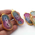 5  Pcs Multi Druzzy Geode Raw Drusy 24k Gold Plated Pendant - Electroplated Gold Druzy Pendant -50mmx18mm-52mmx18mm   DRZ298