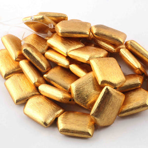 1 Stand Gold Plated Designer Copper Square Shape Beads, Copper Beads, Jewelry Making, 18mm, 8 inches GPC609 - Tucson Beads
