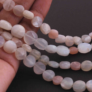 1 Strand Multi Moonstone  Faceted Briolettes - Coin Shape Briolette , Jewelry Making Supplies 8mm 7 Inches BR3979 - Tucson Beads