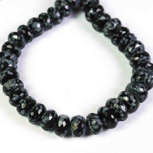 1 Strand Snow Flake Obsidian Faceted Rondelles , Snow Flake Round Beads, 10mm-11mm 8 Inches BR817 - Tucson Beads