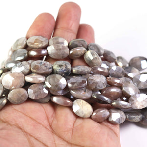 1 Strands chocolate moonstone silver coting Faceted Oval Briolettes- 10mmx9mm-13mmx10mm 8.5 Inches BR360 - Tucson Beads