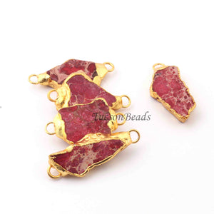 5 Pcs Pink Druzzy Geode Raw Drusy 24k Gold Plated Connector - Electroplated Gold Druzy Connector-38mmx15mm DRZ109 - Tucson Beads