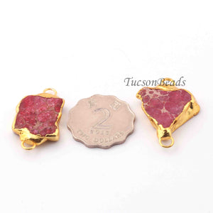 5 Pcs Pink Druzzy Geode Raw Drusy 24k Gold Plated Connector - Electroplated Gold Druzy Connector-38mmx15mm DRZ109 - Tucson Beads