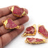 5 Pcs Pink Druzzy Geode Raw Drusy 24k Gold Plated Connector - Electroplated Gold Druzy Connector-38mmx15mm DRZ109