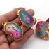 5  Pcs Pink Druzzy Geode Raw Drusy 24k Gold Plated Pendant - Electroplated Gold Druzy Pendant -50mmx24mm-39mmx25mm   DRZ297