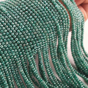 1 Strand Green Silverite Faceted Gemstone Round Balls , Jewelry Making Supplies 3mm 13 Inches RB0217 - Tucson Beads