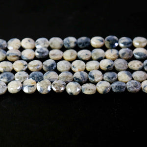 1 Strands Gray Moonstone Silver Coated Faceted Coin Shape Briolettes- Coin Shape Briolettes 9mm 15 Inches BR351 - Tucson Beads