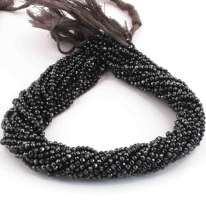 1 Strand Black Spinal Faceted Briolettes - Round Shape Briolette , Jewelry Making Supplies 3mm 12.5 Inches BR3931 - Tucson Beads