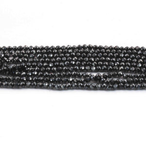 1 Strand Black Spinal Faceted Briolettes - Round Shape Briolette , Jewelry Making Supplies 3mm 12.5 Inches BR3931 - Tucson Beads