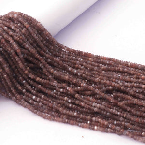 5 Strands Chocolate Moonstone Faceted Rondelles -Moonstone Roundle Beads - 4mm 13 Inches RB093 - Tucson Beads