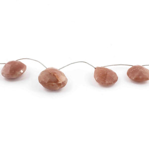 1 Strand Peach Moonstone Faceted Briolettes - Heart Shape Briolette , Jewelry Making Supplies 26mmx24mm-21mmx20mm 10 Inches BR3952 - Tucson Beads