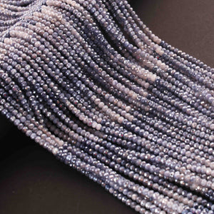 1 Strand Blue Silverite Faceted Rondelles  - Gemstone Round Balls Beads 3mm 13 Inches RB0227 - Tucson Beads