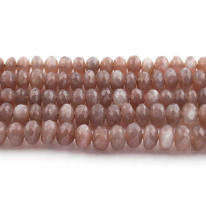 1 Long Strand Chocolate Moon Stone Faceted Rondelles - Roundles  Beads7mm-8mm 16 Inches BR1186 - Tucson Beads