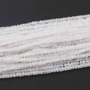 5 Strands White Rainbow Moonstone Faceted Rondelles -Moonstone Rondelles  Beads - 3mm 13 Inches RB155 - Tucson Beads