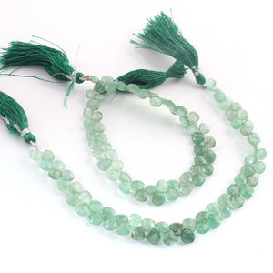1  Strand Green Amethyst Faceted Briolettes -Heart Shape Briolettes 5mmx6mm- -8 Inches BR02721 - Tucson Beads