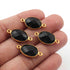 10 Pcs Black Onyx Faceted  Oval 24k Gold Plated Connector - Oval Shape Connector   21mmx10mm PC087