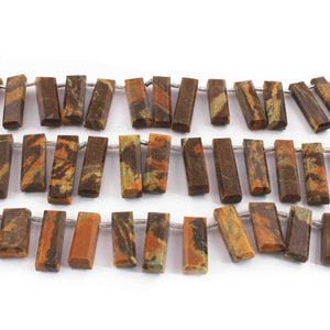 1 Strand Green Jasper Faceted Briolettes - Rectangle Shape Briolette , Jewelry Making Supplies 27mmx7mm-24mmx7mm 10 Inches BR3977 - Tucson Beads