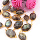 15  Pcs Labradorite 24k Gold Plated Faceted Oval  Shape Connector Double Bail  - 25mmx14mm-18mmx10mm   PC011 - Tucson Beads