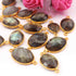5  Pcs Labradorite 24k Gold Plated Faceted Oval  Shape Connector Double Bail  - 25mmx14mm-18mmx10mm   PC011