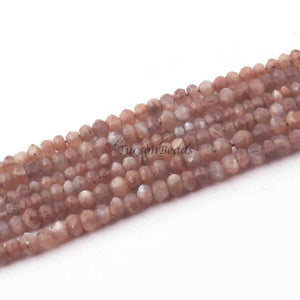 5 Strands Chocolate Moonstone Faceted Rondelles -Moonstone Rondelle Beads - 3mm-5mm 13 Inches RB150 - Tucson Beads
