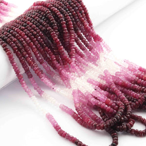 1 Strand Natural Shaded Pink Sapphire Faceted Rondelles - Faceted Beads - Gemstone Beads - 3mm -17 Inch BR01260 - Tucson Beads