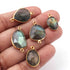 5  Pcs Labradorite  Faceted Assorted Shape 24k Gold Plated Pendant/Connector - 25mmx14mm-17mmx9mm  PC736