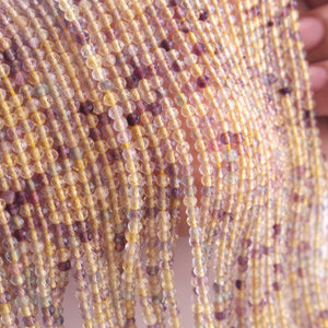 5 Strands Yellow Fluorite 2mm Gemstone Faceted Balls - Gemstone Round Ball Beads 13 Inches RB0446 - Tucson Beads