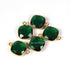 6  Pcs Green Onyx Faceted Square Shape 24k Gold Plated Pendant & Connector - 15mmx13mm-PC597