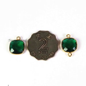 6  Pcs Green Onyx Faceted Square Shape 24k Gold Plated Pendant & Connector - 15mmx13mm-PC597 - Tucson Beads