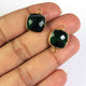 6  Pcs Green Onyx Faceted Square Shape 24k Gold Plated Pendant & Connector - 15mmx13mm-PC597 - Tucson Beads