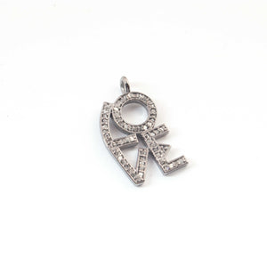1 PC Pave Diamond "Love" Charm 925 Sterling Silver & Vermeil Pendant ----Pave Diamond Charm Pendant 22mmx14mm PDC557 (You Choose) - Tucson Beads