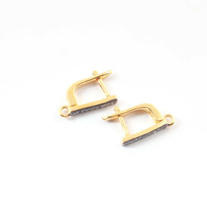 1 Pair Pave Diamond Hoop Earring - 925 Sterling Vermeil Fish Hoop Earring 16mmx10mm Pdc275 - Tucson Beads