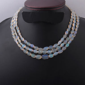 Ethiopian Opal Oval Beaded Necklace - Necklace With Lock - Long Knotted Beads Necklace -Single Wrap Necklace - Gemstone Necklace (Without Pendant) BR-0401 - Tucson Beads