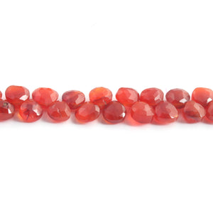 1 Long Strand Carnelian Faceted Briolettes - Heart Shape Briolettes  7mm-8mm 8 Inches BR252 - Tucson Beads