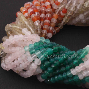5 Strands Excellent Quality Multi Stone Faceted Rondelles - Mix Stone Roundles Beads 4mm 13 Inches RB257 - Tucson Beads