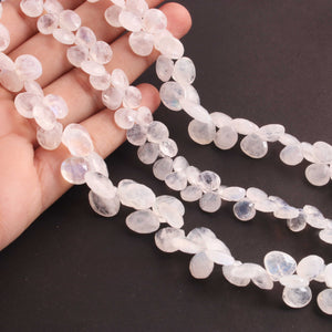 1 Strand White Rainbow Moonstone  Faceted Heart Shape Briolettes - 8mm-11mm - 9 inches BR620 - Tucson Beads