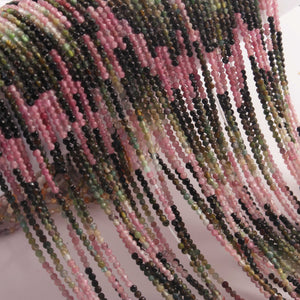5 Strands Multi Tourmaline 2mm Gemstone Faceted Balls - Gemstone Round Ball Beads 13 Inches RB0444 - Tucson Beads