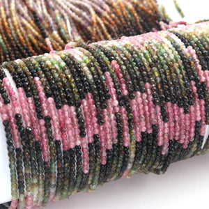 5 Strands Multi Tourmaline 2mm Gemstone Faceted Balls - Gemstone Round Ball Beads 13 Inches RB0444 - Tucson Beads