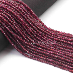 5 Strands Garnet Faceted AAA Quality Rondelles 3.5mm to 4mm 13.5 inch strand RB085 - Tucson Beads
