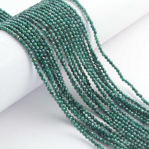 5 Strands Green Silverite 2mm Gemstone Faceted Balls - Gemstone Round Ball Beads 13 Inches RB0460 - Tucson Beads