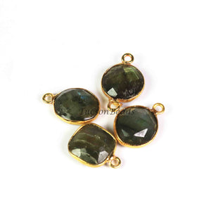 4 Pcs Labradorite Faceted Assorted  Shape 24k Gold Plated Pendant&Connector - 19mmx12mm-PC662 - Tucson Beads