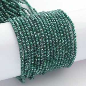 5 Strands Green Silverite 2mm Gemstone Faceted Balls - Gemstone Round Ball Beads 13 Inches RB0460 - Tucson Beads