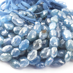 1 Strand  Blue Chalcedony Faceted Briolettes - Oval Shape  10mmx9mm-17mmx12mm-8 inches BR3693 - Tucson Beads