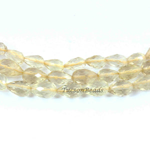 1 Strand Lemon Quartz  Faceted  Briolettes - Tear Drop  Shape Briolettes 7.5 inch 7mmx5mm-9mmx6mm  BR3270 - Tucson Beads