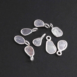 1 Pc Natural Rough Grey Diamond 925 Sterling Silver Pendant- Raw Uncut Diamond -10mmx12mm BDU062 - Tucson Beads